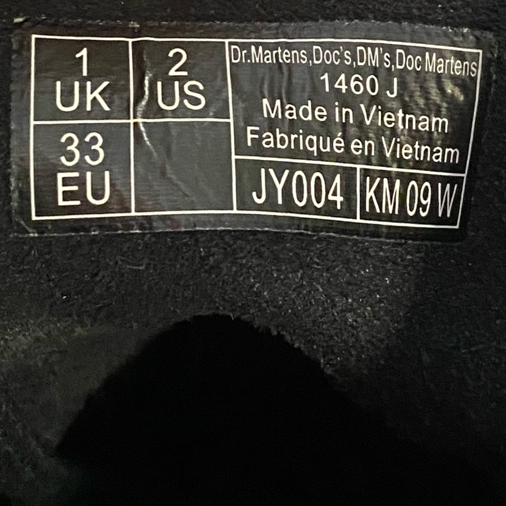 Doc Martens Air Wair 1460J Black Combat Boots Size Kids US 2 - Picture 2 of 7